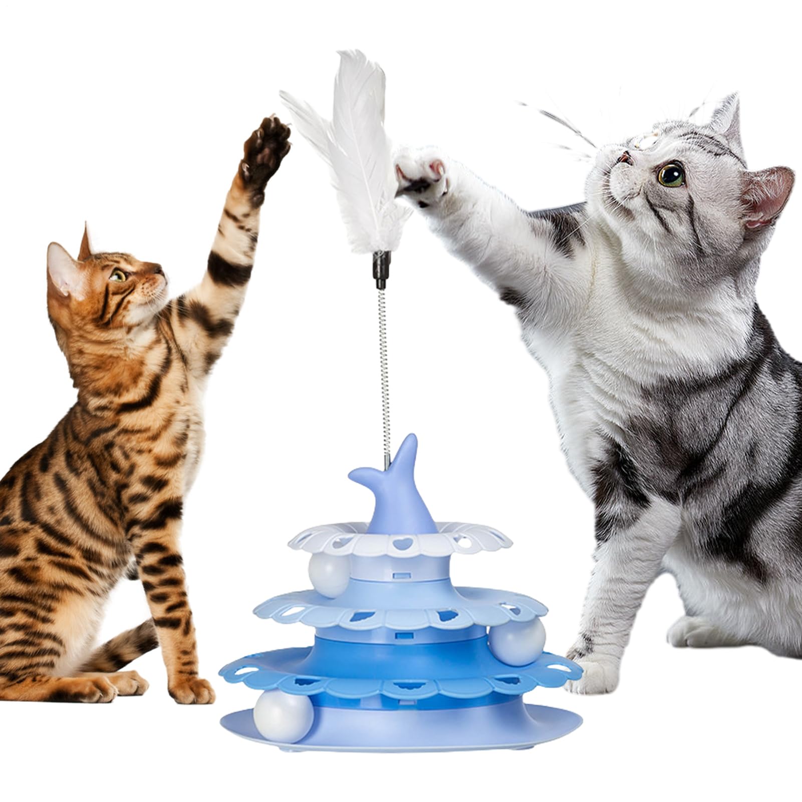 Circuit à billes pour chat avec leurres et plateau tournant interactif de jeu