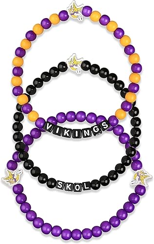 Vista 120 de FOCO NFL unisex-adult NFL Team Logo Officially Licensed 3-Pack Beaded Friendship Bracelets