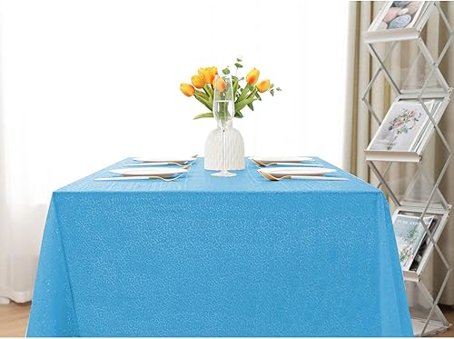 Miniatura 5 de Mantel redondo de lentejuelas de 90 x 90 pulgadas con purpurina para fiesta de cumpleaños, boda, mesa de baby shower, decoración de banquetes, color