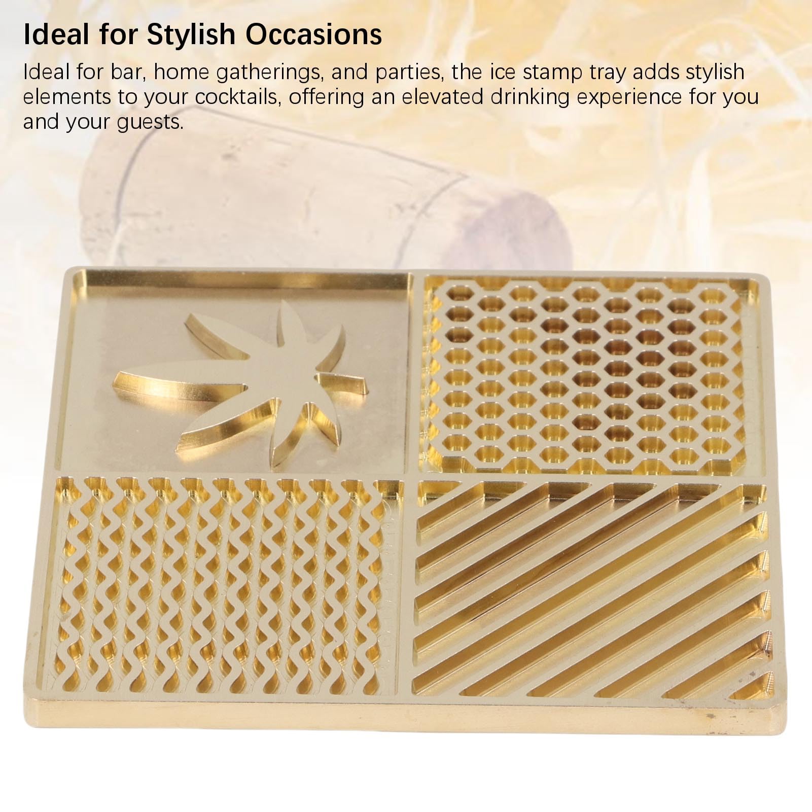 Generic Placa con Sello para Cubitos de Hielo, Bandeja Creativa con Diseño de Hielo de Cobre, Fabricación Rápida de Personalizada para Cócteles, Fiestas, Reuniones en el Hogar, 10x10x0,5 Cm (B04)