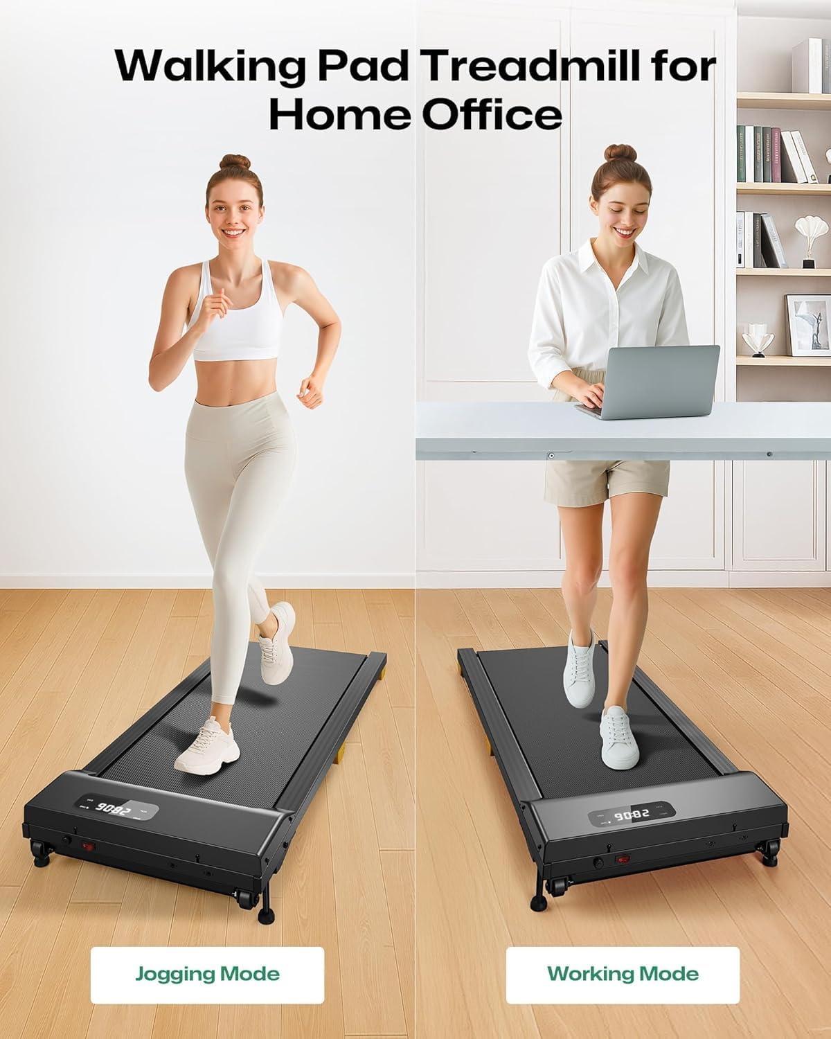 UREVO Under Desk Treadmill for Office Under Desk, Walking Pad 2 in 1 for Home/Office, Portable Walking Pad Treadmill with Remote Control, LED Display