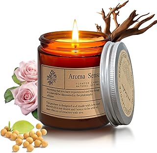 Candles for Home Scented, Aromatherapy Jar Candle Gifts for Women, Natural Soy Wax Amber Candle Set, Scented Candles Set for Birthday Valentine Mother's Christmas Day Present