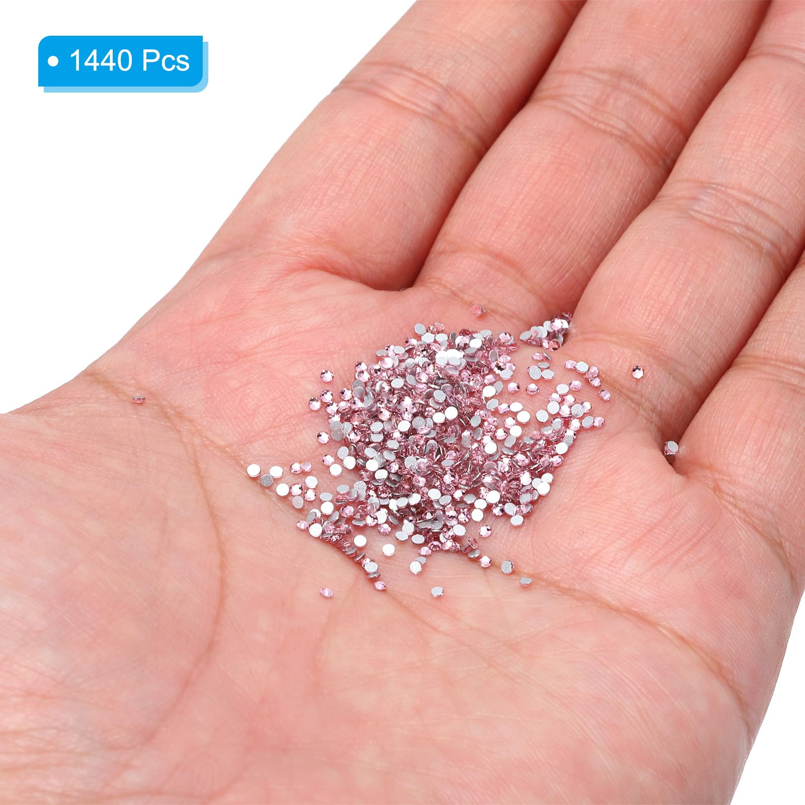 PATIKIL SS3/1440Pcs Glass Diamante Rhinestone, Man Made Gems, Light Pink - Image 4