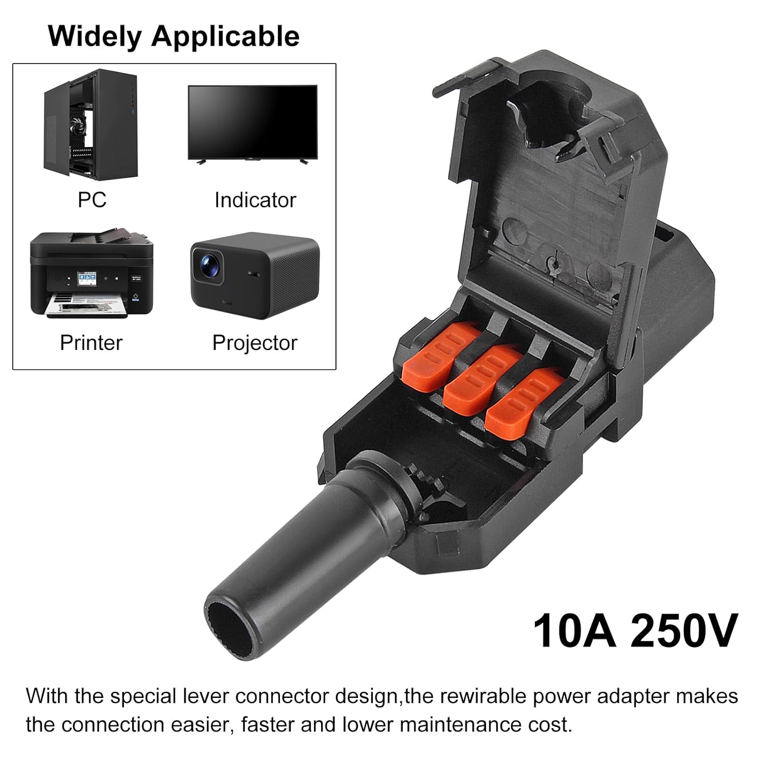 2pcs 3 Pin Terminal Quick Connectors C13 Female Connector Power AC 250V 10A C14 Male Power Plug Adapter Socket