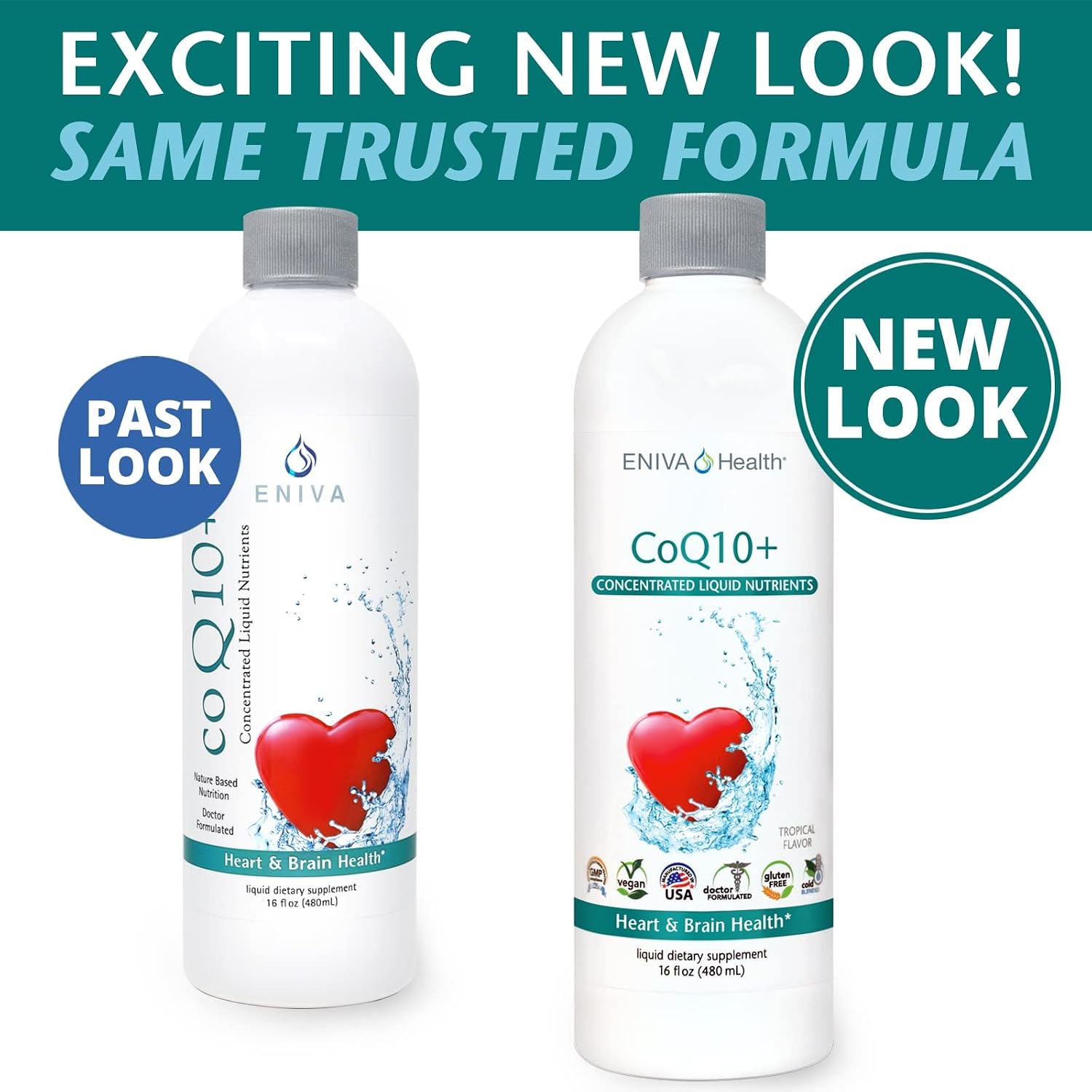 Eniva Health Liquid CoQ10 100mg (16oz) Plus L-Carnitine, Vitamin C, Lecithin Gluten Free. Zero Sugar. Keto Friendly