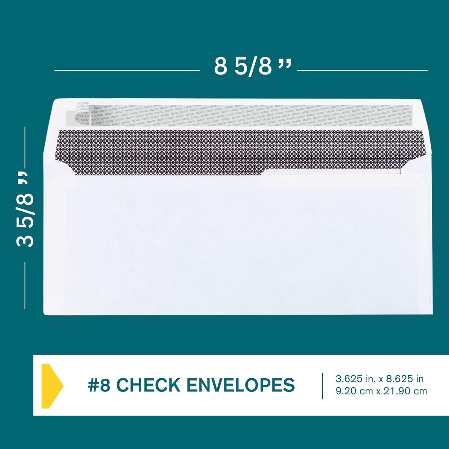 EnDoc #8 Double Window Envelopes Self Seal - Security Check Envelopes - 100 Count - 8 5/8 x 3 9/16 Inches - Designed for QuickBooks Checks, Computer Printed Checks - Privacy Tinted Business Envelopes - Image 3