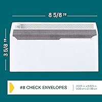 Vista 3 de EnDoc Sobres de doble ventana #8 autosellables, sobres de cheques de seguridad, 50 unidades, 8 5/8 x 3 9/16 pulgadas, diseñados para cheques