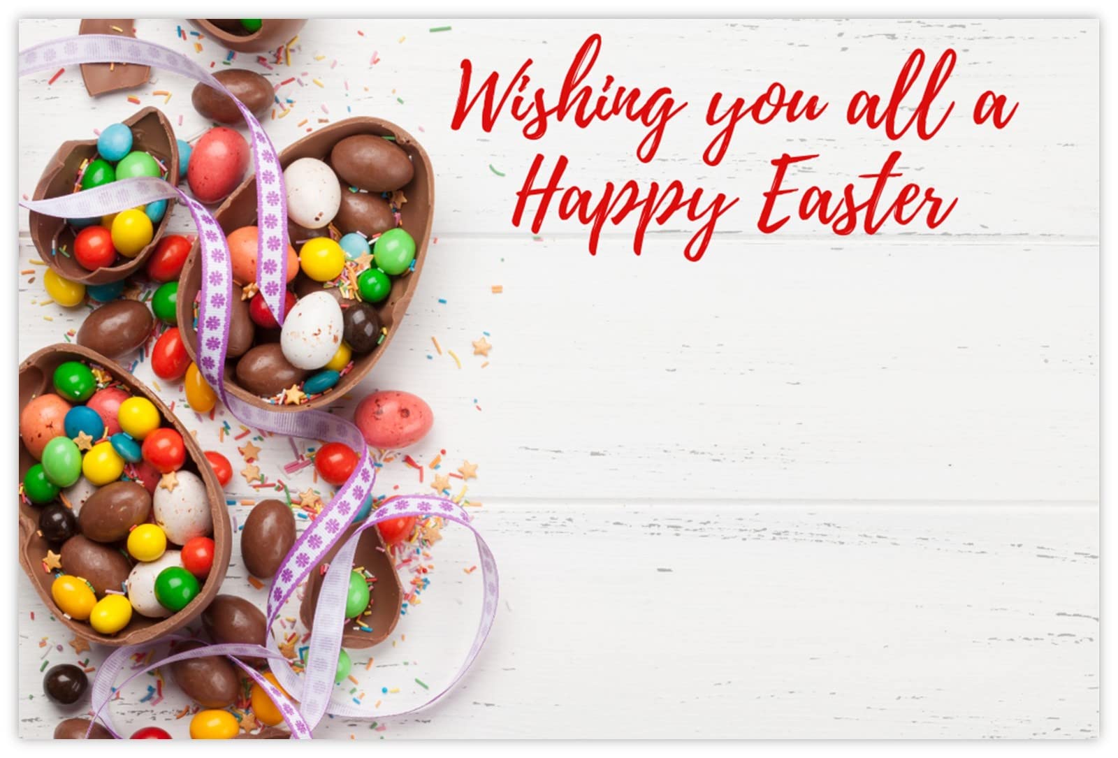 celloexpress Wishing You All a Happy Easter (Chocolate) Flower Message Cards - 60mm x 90mm - Easter Florist Card Gift Notes (Pack of 100)