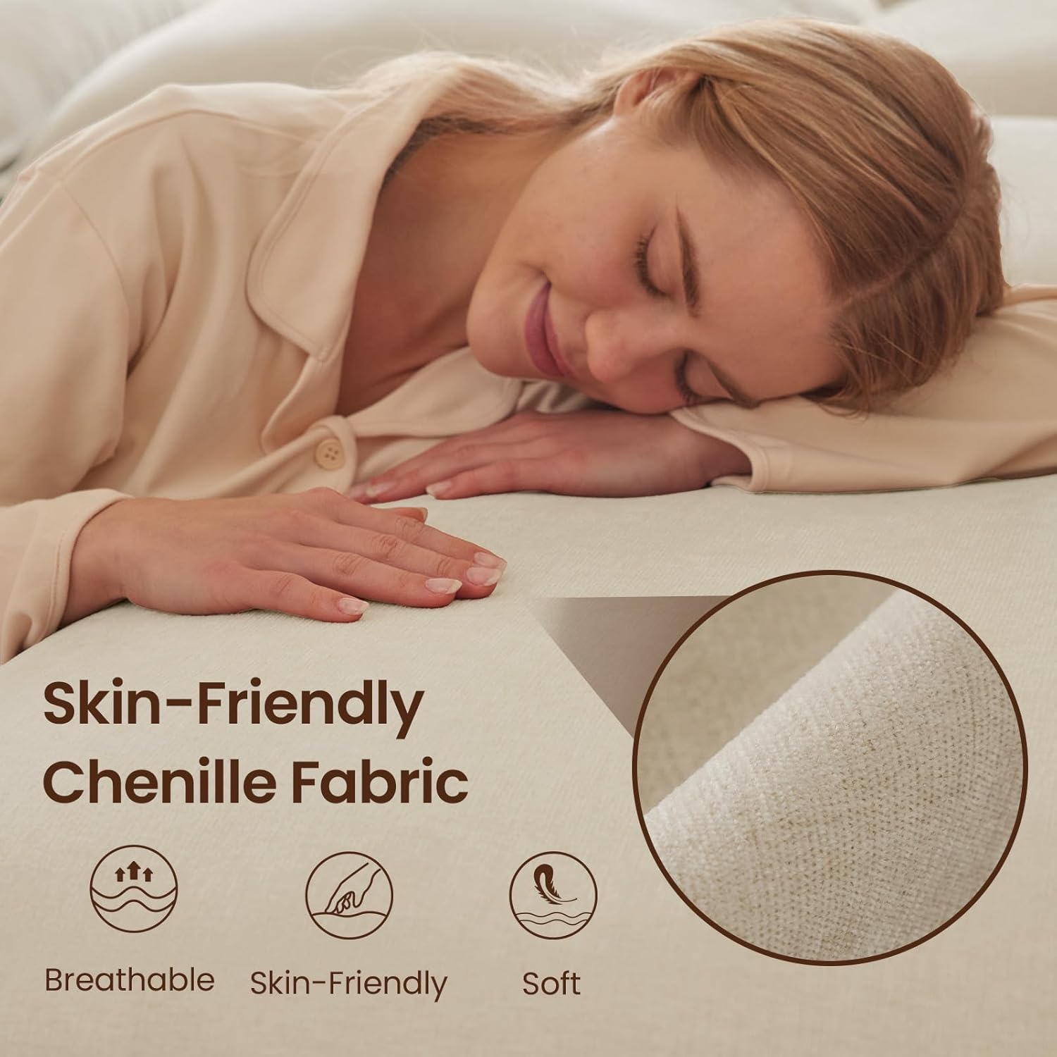 72" Cloud Couch Loveseat Sofa with Padded Armrests & Deep Seat Sofas for Living Room Apartment Office Chenille Fabric Beige 71eMQxXytiL. AC SL1500