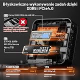 GEEKOM Mini PC A8 Max Z AMD Ryzen 7 8745HS, Dual 2,5Gbps LAN, 3 Lata Gwarancji, DDR5 RAM + 1TB M.2 NVMe SSD, Mini Komputer Z Windows 11 Pro, 8× USB, 8K Quad Display, Do Gier, Pracy I Biura