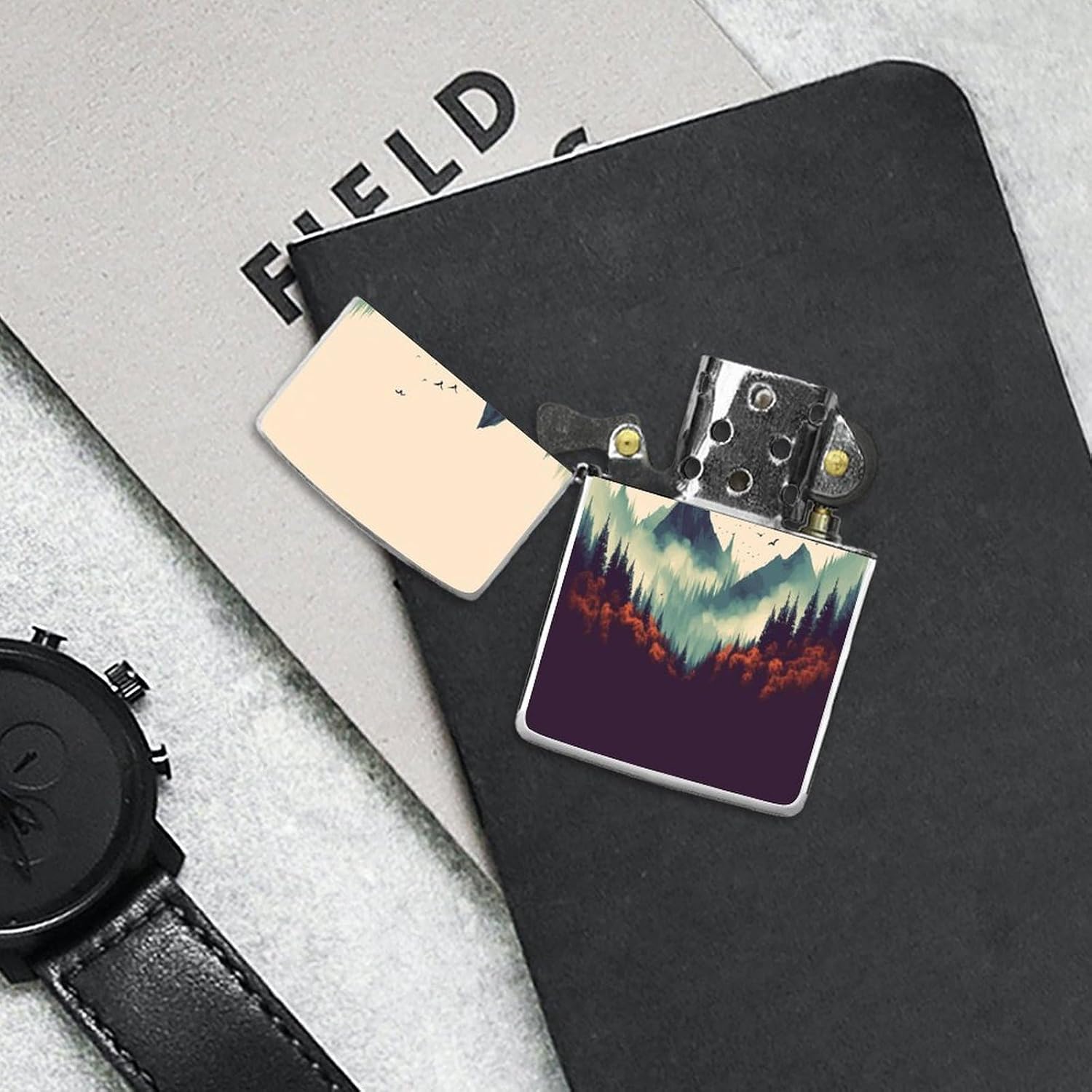Landscape Mountain Lighter Case Cover Holder Lighter Sleeve