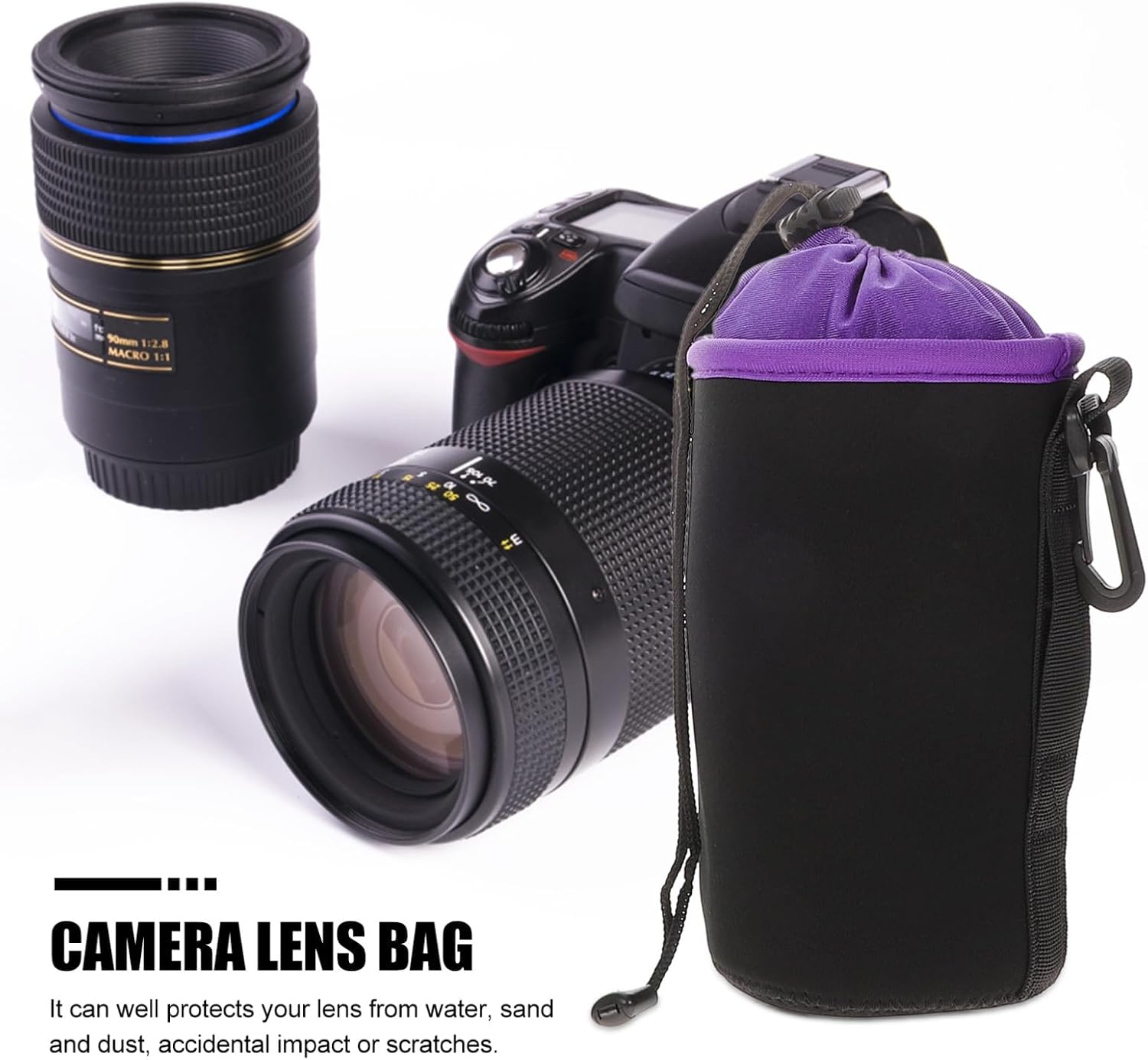 STOBOK 4pcs Drawstring Camera Lens Bags Protective Storage Pouches for Lenses Versatile for Photography Enthusiasts for Dust and Impact Protection