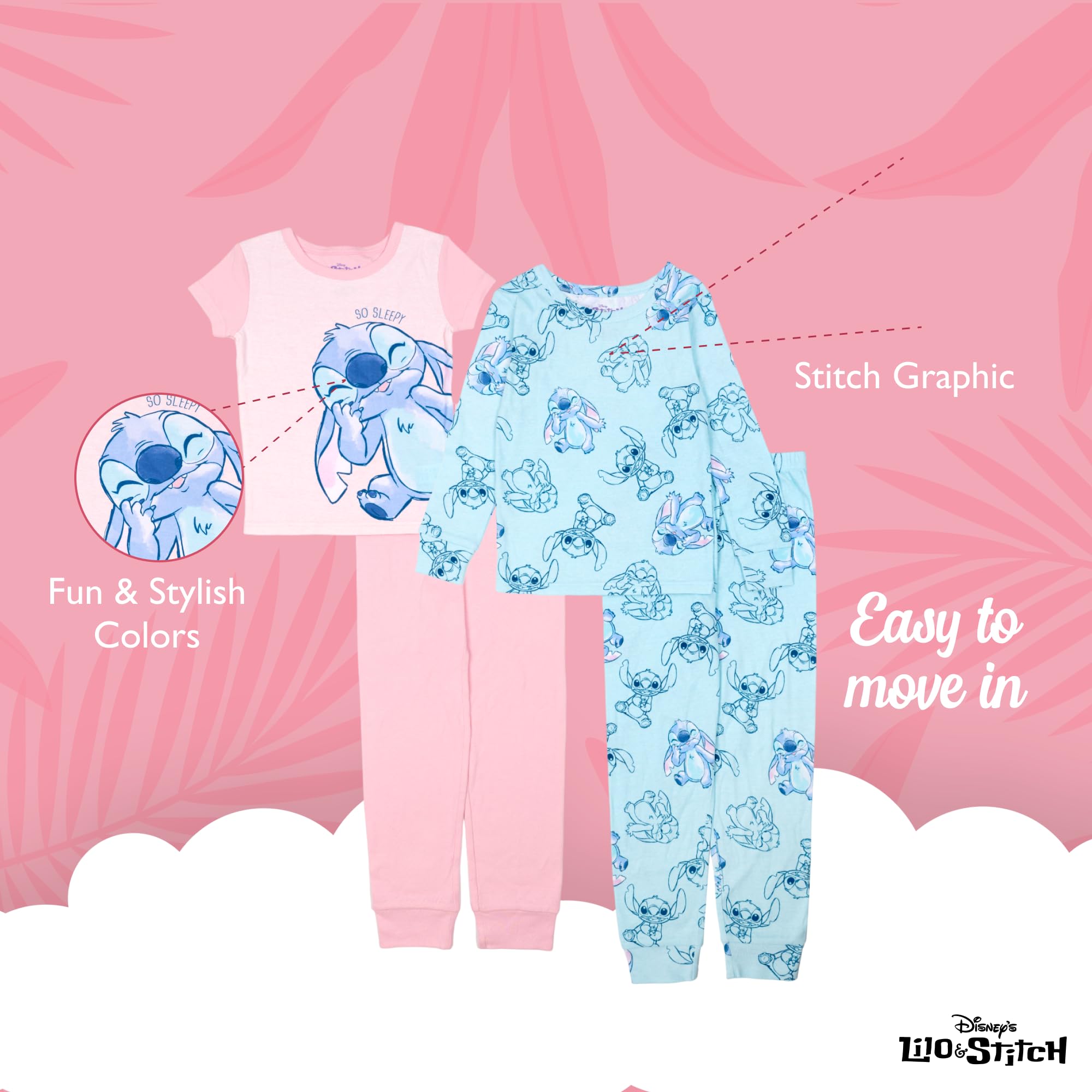 Disney Set di Pigiama (Pacco da 4) Bambine e Ragazze