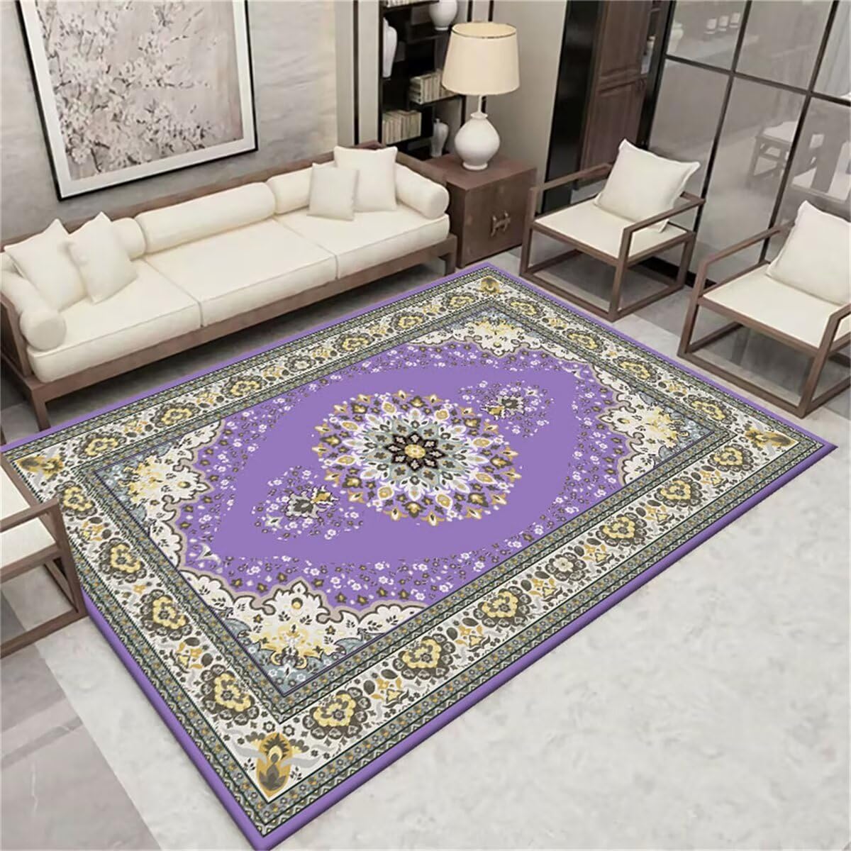 Tapis chambre bébé fille moquette sol violette confortable pour salon et ado