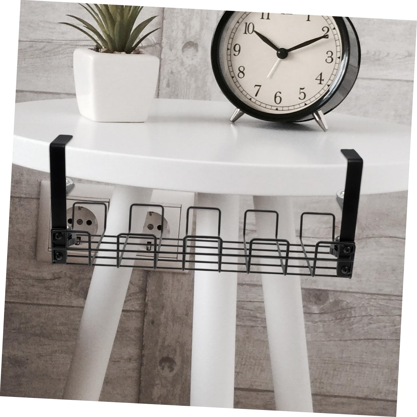 Operitacx Organisateur de Câbles Installation Simple en Acier Carbone Noir Améliore Le Rangement Support de Rangement sous Bureau pour Espace de Travail et Salle à Manger