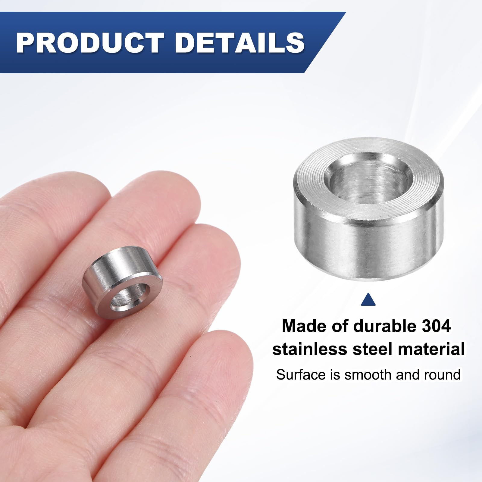 M METERXITY 8PCS M6 304 Stainless Steel Spacers 6mm ID x 12mm OD x 6mm l Metal Screw Standoff Bushing Plain Finish Round Spacer 304 Stainless Steel for Screws Bolts Silver - Image 2