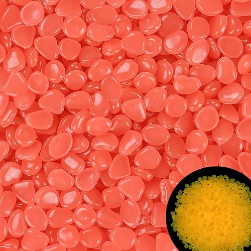 Vista 8 de 300 piedras que brillan en la oscuridad, piedras brillantes para decoración al aire libre, jardín, pecera, pasarela, camino, acuario (blanco)