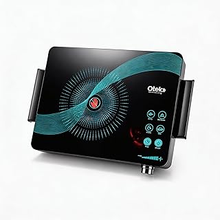 OTEK Insta Cook 2200W Infrared Cooktop | Works with All Cookware | Touch + Knob Control | BBQ & Preset Modes | Crystal Glass | Portable Electric Stove with Display