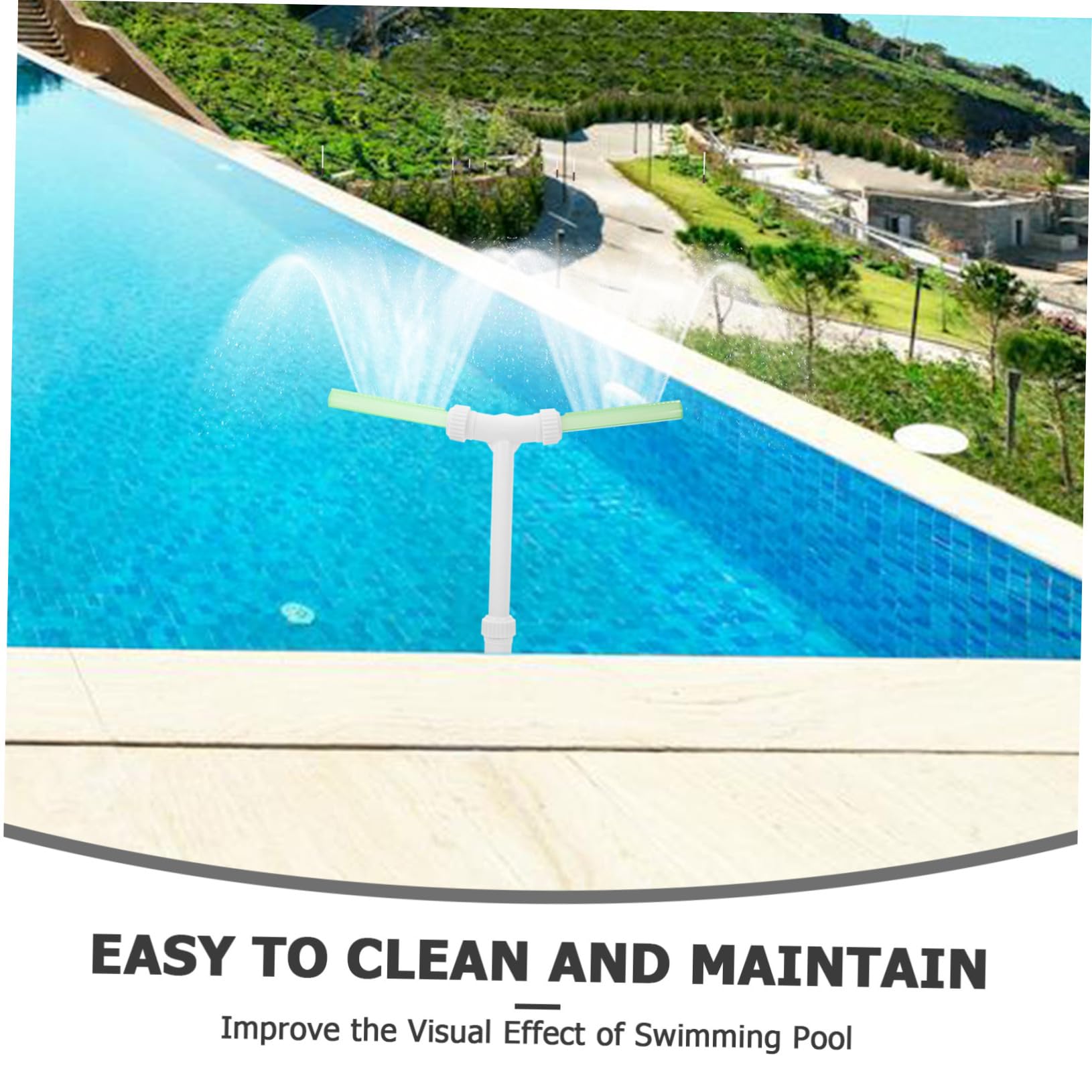 Fontane per Piscina a Doppia Testa in Plastico Bianco | Supporto Robusto, per Piscina e Stagno, Displays Notturni, Manutenzione Semplice