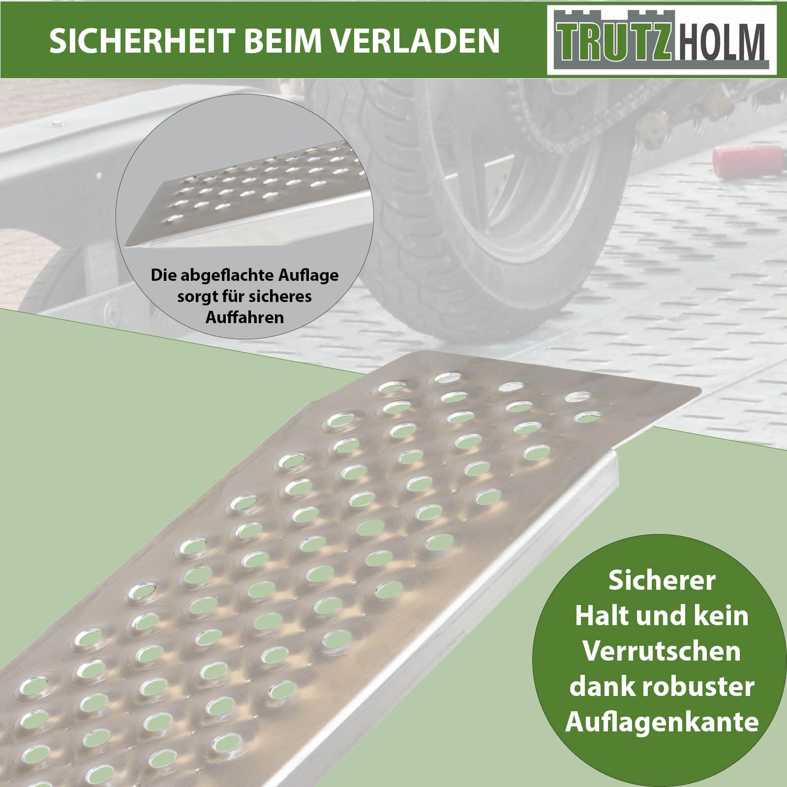 TRUTZHOLM 2 x Alu Auffahrrampen 150 x 21,5 cm 400 kg rutschhemmend starr Fahrradrampen Verladerampen leichte Ausführung