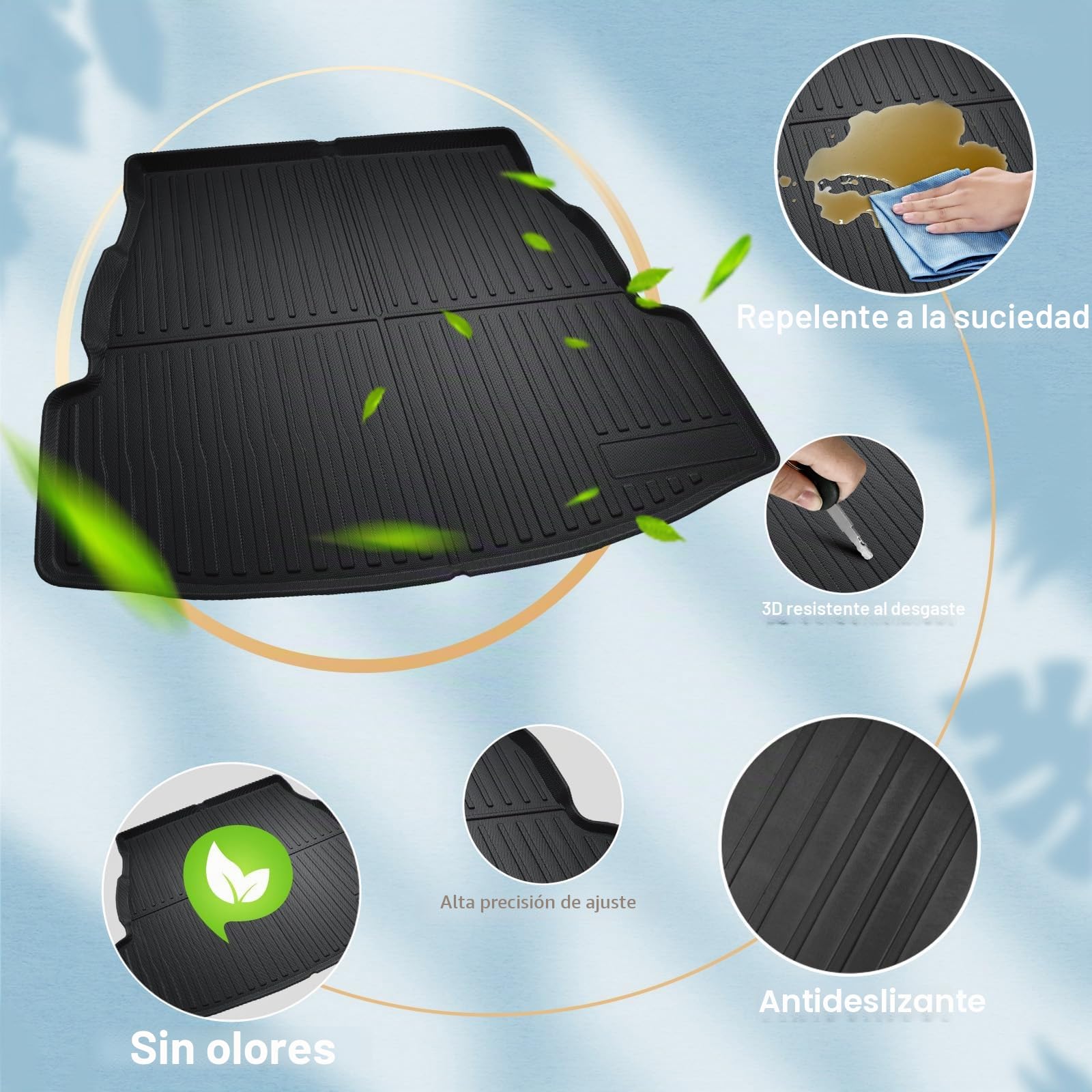 ECOZEN 3D Alfombrilla Maleter Toyota RAV4 XA50/Hybrid/PHEV/GR 2019-2025 TPE Alfombrilla de Goma para Maletero Impermeable Antideslizante Borde Alto Todo Clima Alfombrilla Maletero Toyota RAV4
