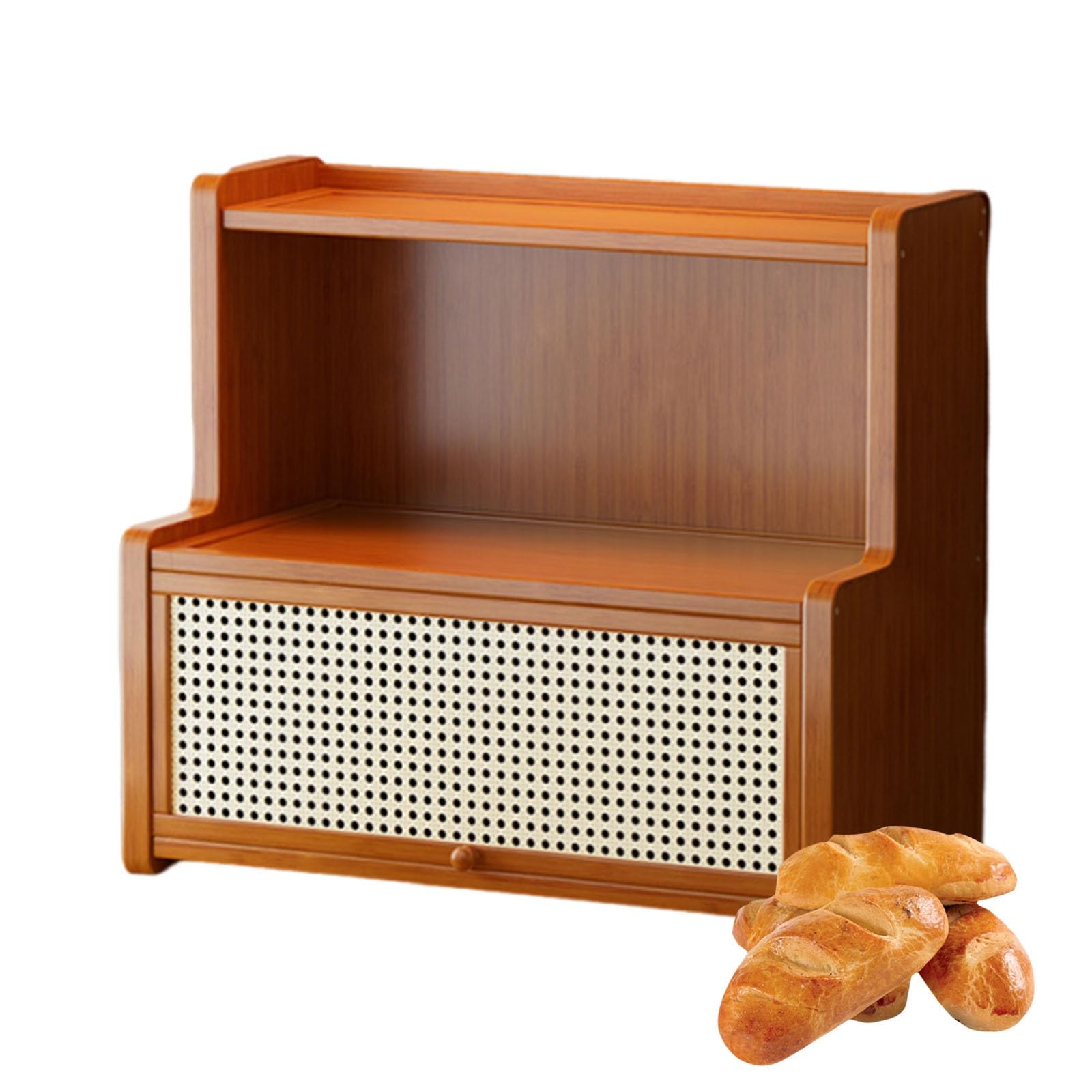 XIEHEMAO Bamboo bread bin, bread storage container, farm style kitchen organizer, bread storage box storage box for kitchen and living room(50cm)