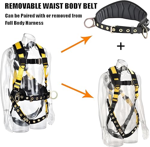 Miniatura 6 de Arnés de seguridad industrial de protección contra caídas 3D con hebilla de lengüeta de cintura | Hebillas de lengüeta de pierna | Soporte de