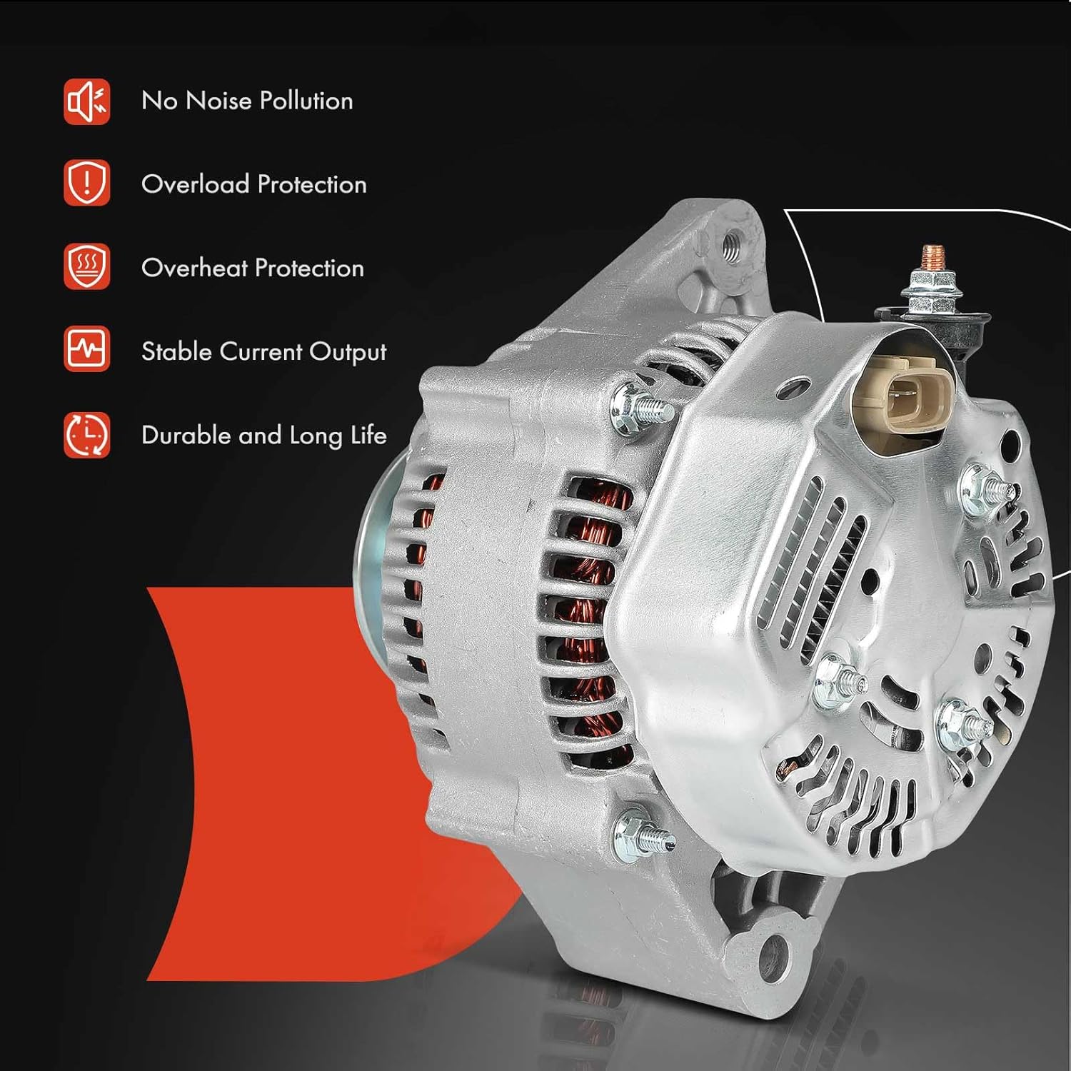 A-Premium Alternator Compatible with Toyota 4Runner, Pickup, 1993-1995, 2.4L, Manual Transmission, 12V 60A 1-Groove Pulley Clockwise, Replace# 101211-0190, 27060-35150