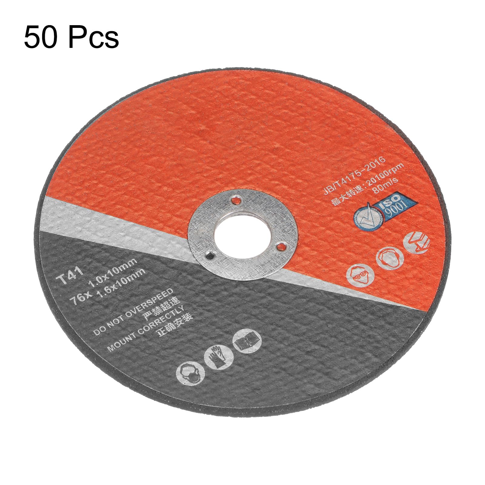 sourcing map 50uds Ruedas Corte Desbastadas 3" X 0.063" X 3/8" para Metal Delgado Acero Inoxidable Corte Rápido Y Limpio Disco Corte Ruedas Amolar para Amoladora Angular, Negro