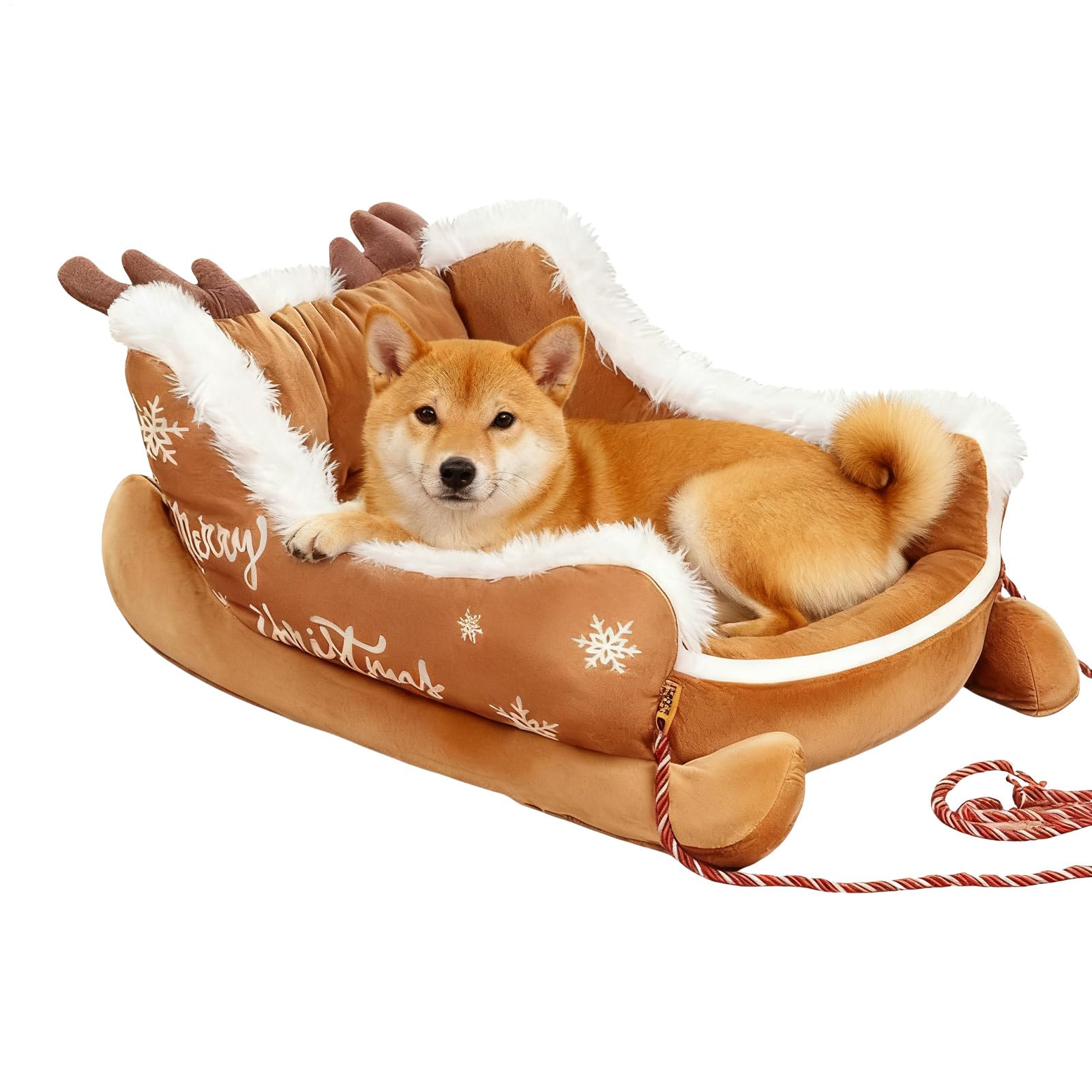 Lit de Noël pour chien et chat en traîneau pour réchauffer le salon pendant les fêtes