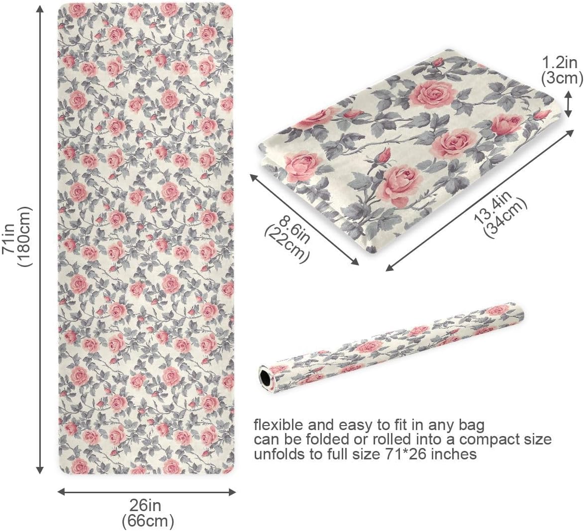 ALAZA Vintage Rose Seamless Yoga Mat Non Slip Fitness Exercise Mat, Workout Mat for Yoga, Pilates and Floor Exercises