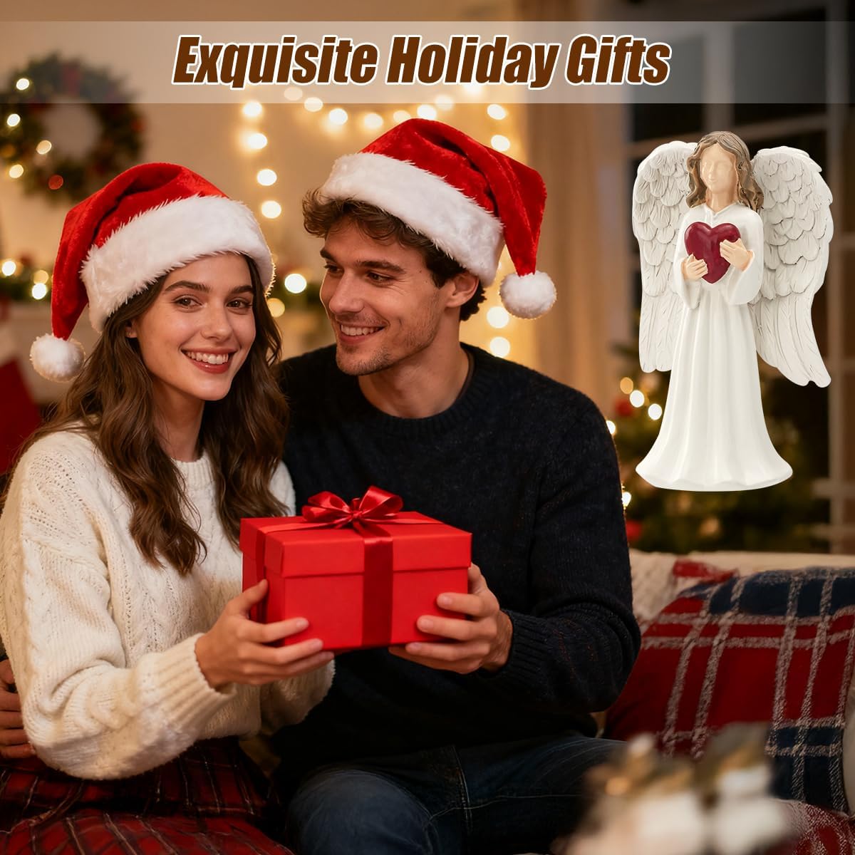 Guardian Angel Figurines, Healing Resin Angel Statue Holding Heart for Thanksgiving Christmas Home Decor Ornament Memorial Gifts - Image 8