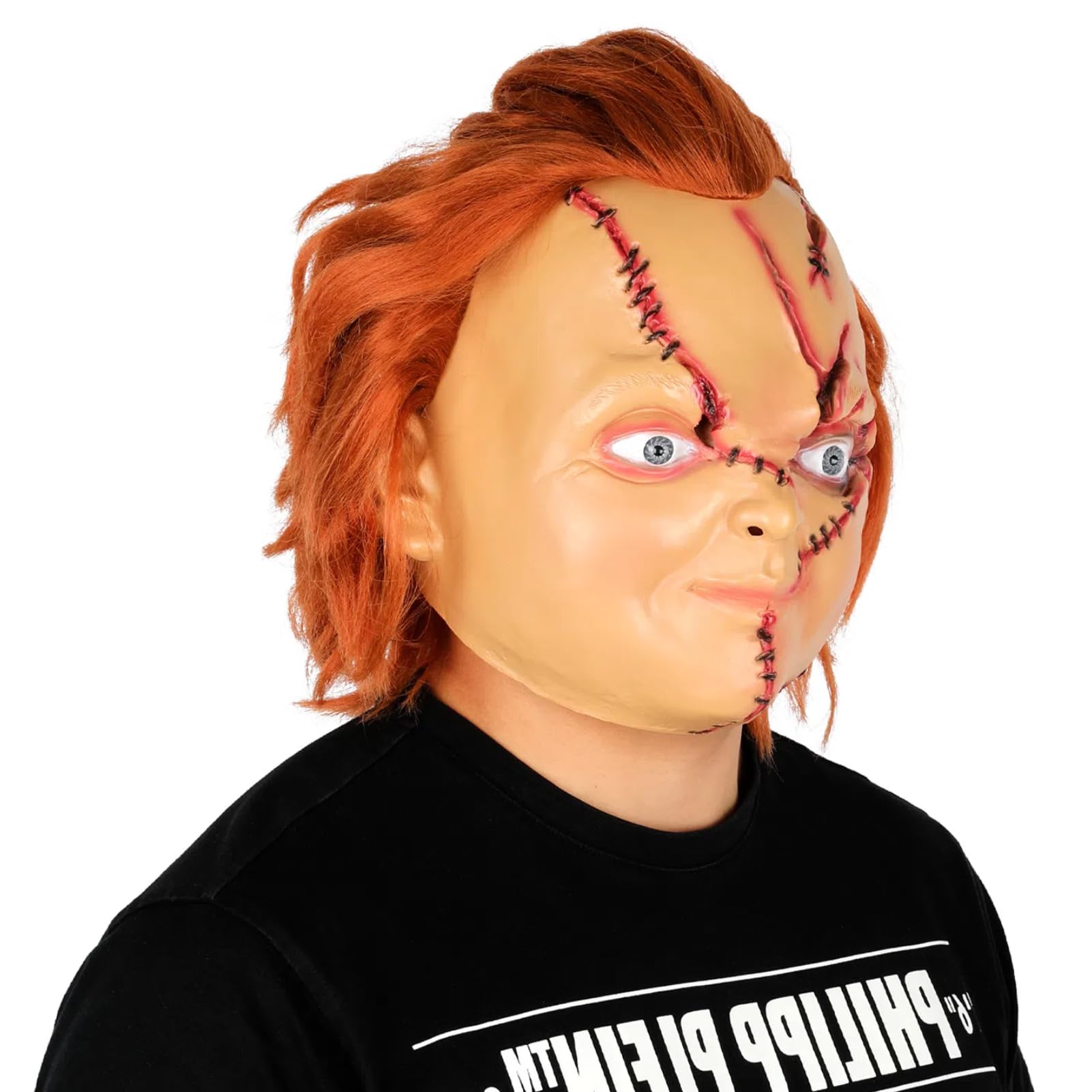 Zophlly Chucky Mask Creepy Chucky Full Head Mask Realistic Halloween Cosplay Scream Killers Costume Props for Adults Kids