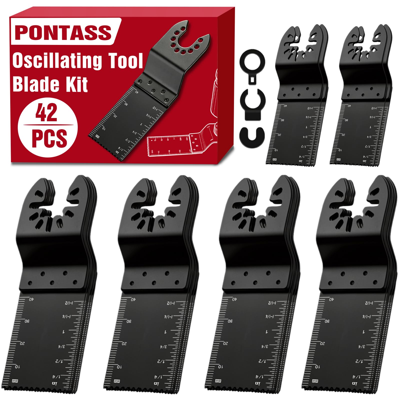 42Pcs Oscillating Tool Blades for Wood Fits Dewalt, Rockwell, Ryobi, Bosch