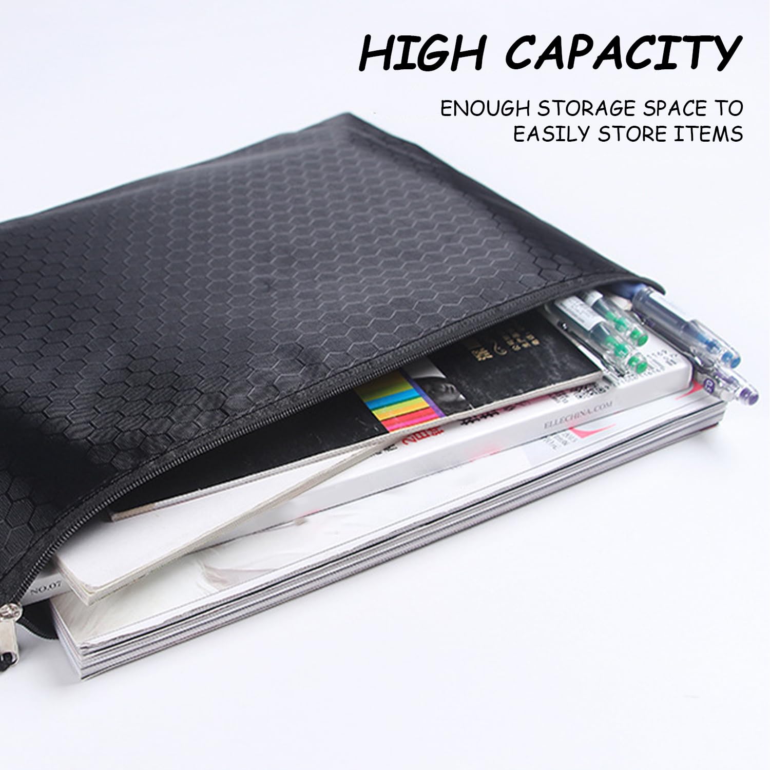 Cartera A5 con Cremallera para Dinero Efectivo Negro