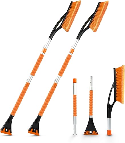 EcoNour Raspadores de hielo extensibles para parabrisas de automóvil de 43 pulgadas, 3 piezas, cepillo telescópico desmontable para nieve, para