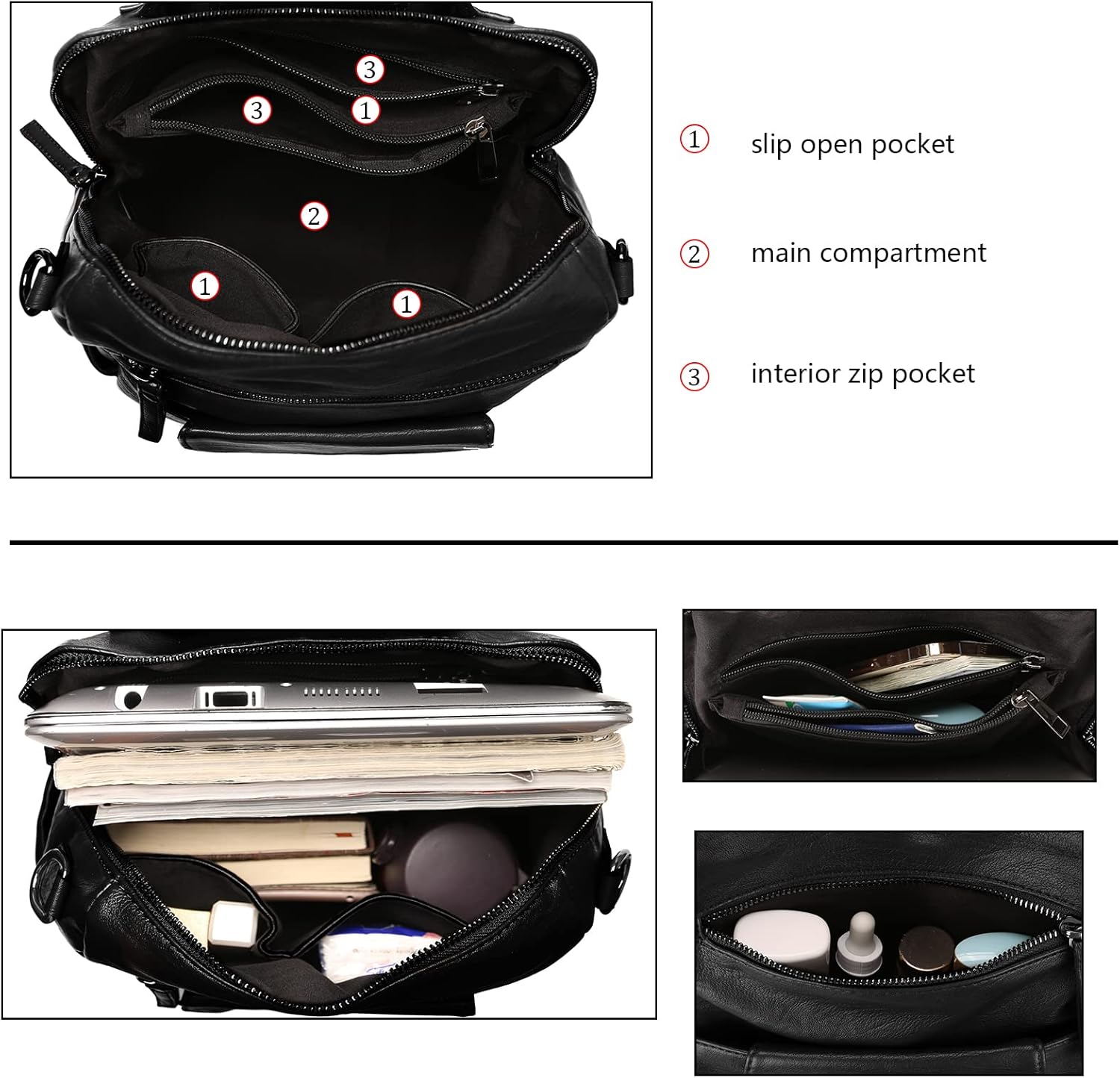 Uromee Backpack Purse for Women Vegan Leather Ladies Fashion Travel Shoulder Bag Convertible - Image 3