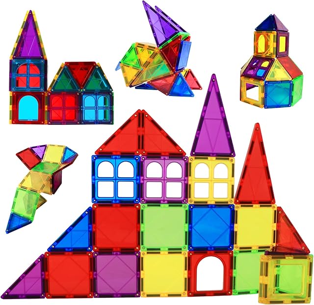 MAGBLOCK Magnetic Blocks - Magnetic Tiles for Kids - 3D Magnetic Building Blocks for Toddlers Building Blocks with Clear Color Educational Toys Set 32 Pieces
