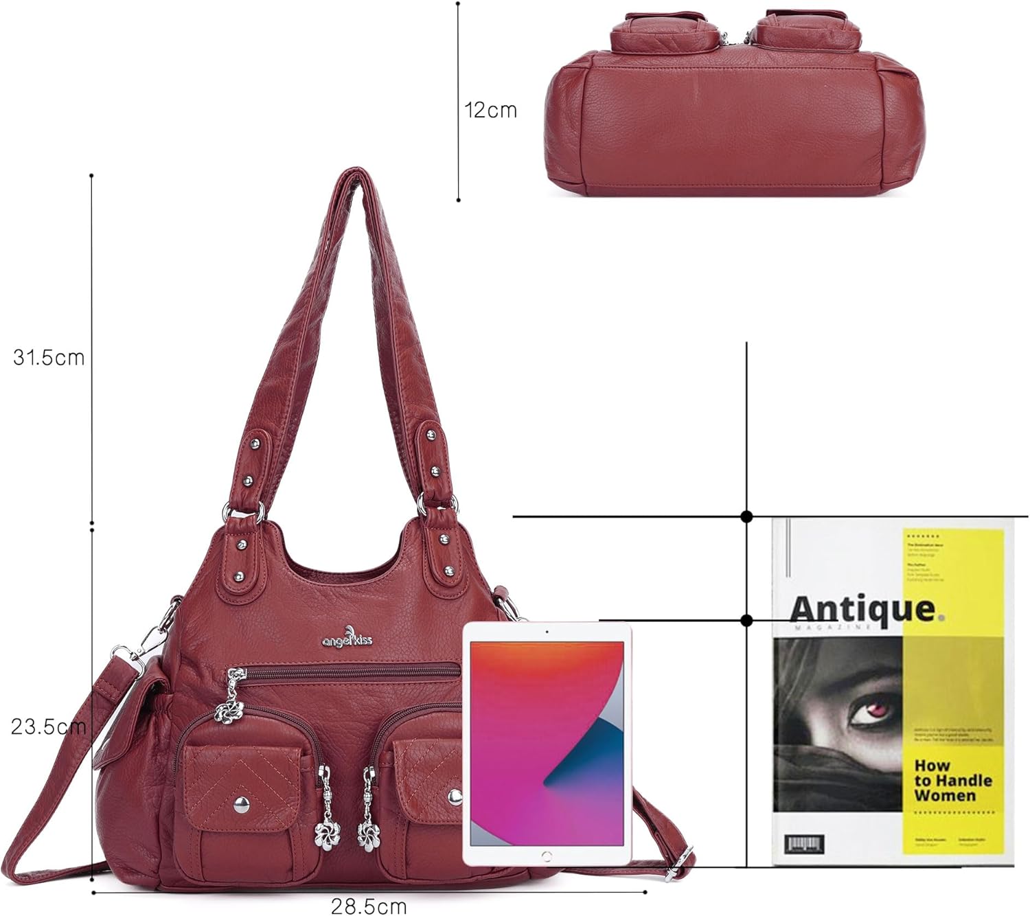 Angel Kiss Purses for Women Hobo Bag Soft PU Leather Shoulder Bag for Women