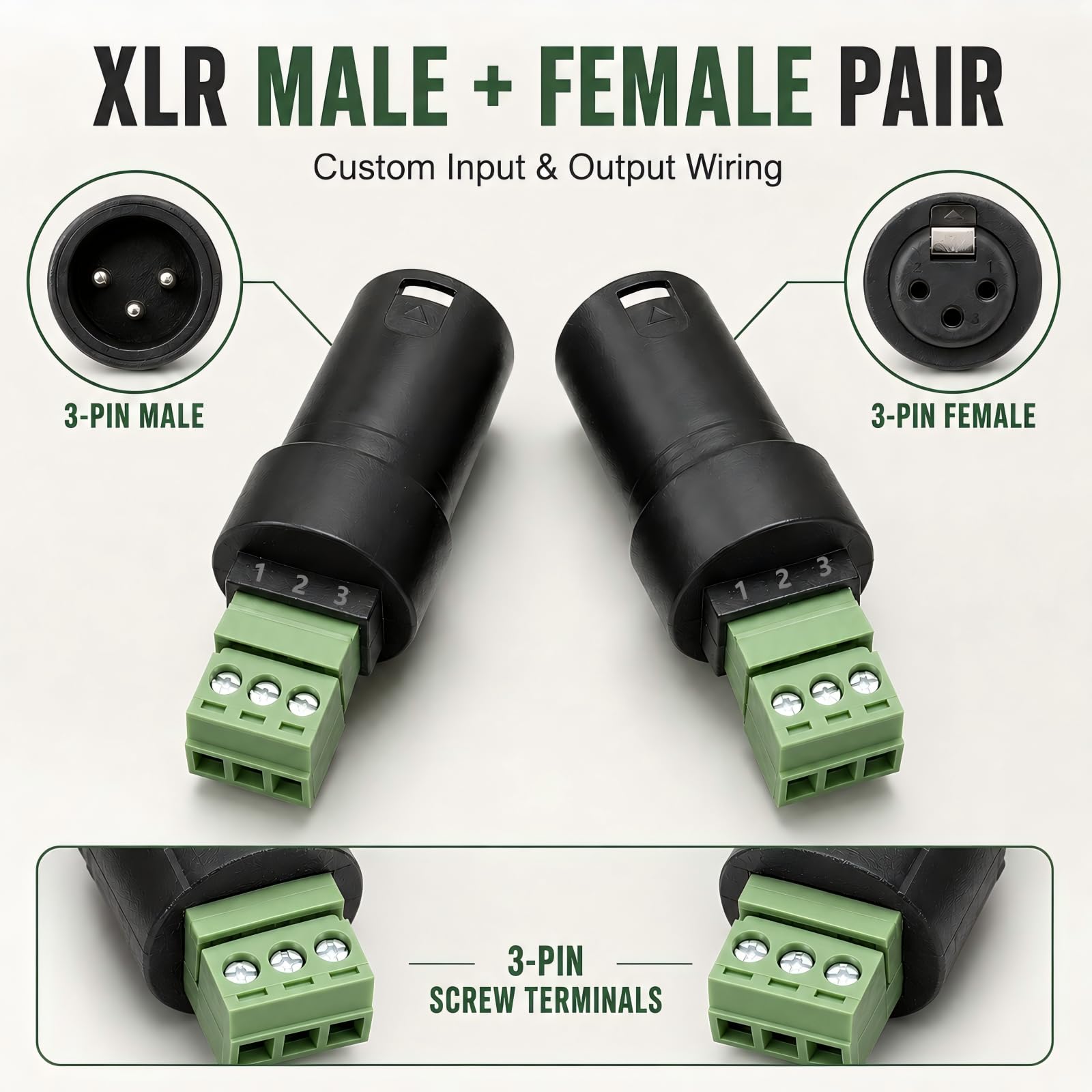 Lot de 4 adaptateurs XLR mâle/femelle à 3 broches sans soudure