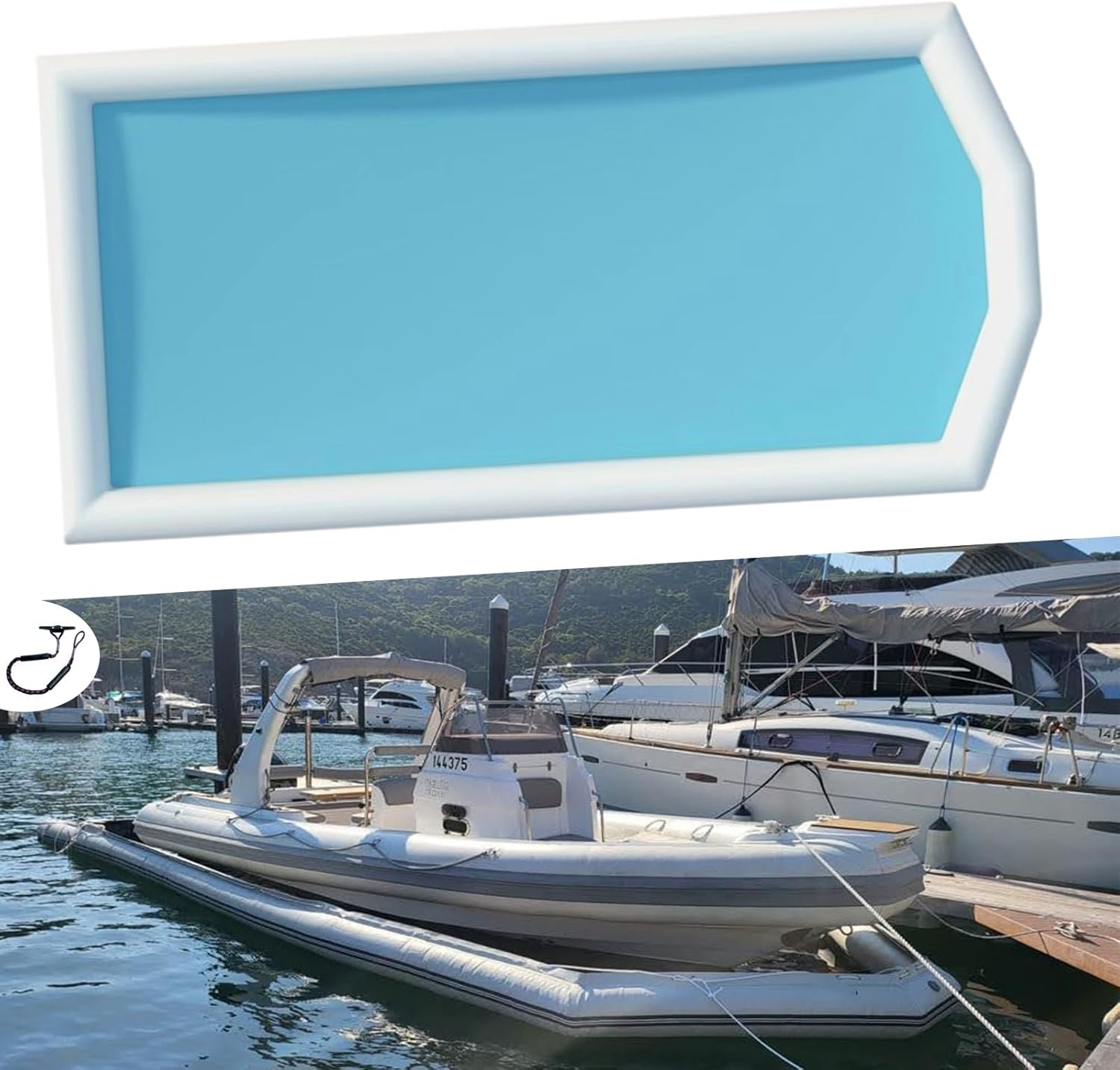 33Ft Stable Inflatable Floating Water Dock Station Pontoon for Boat/Yacht/Jet Ski, with Electric Air Pump Accessories & 4Pcs Bungee Dock Lines