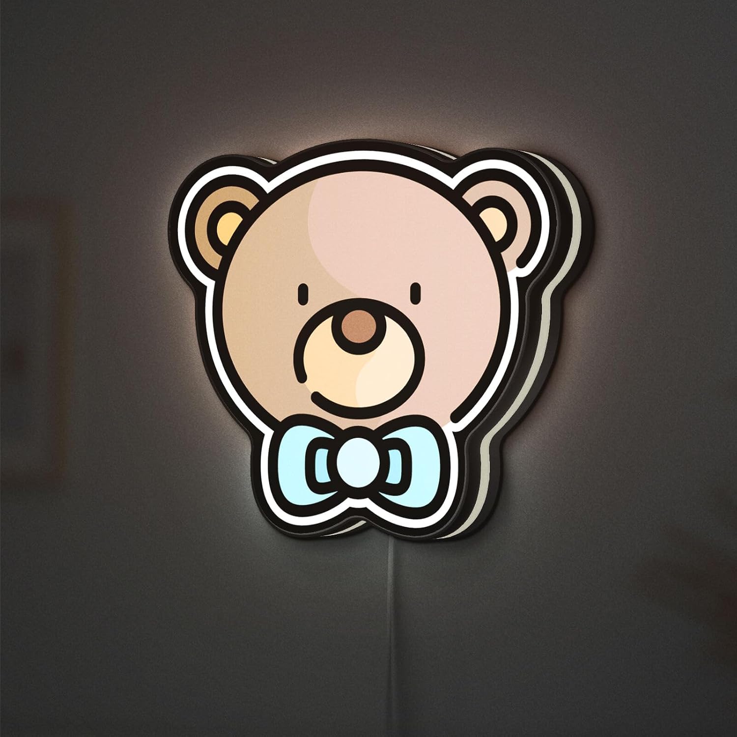 Teddy Bear 3D Novelty Light Box, Soft Nursery Accent Light for Newborn Spaces and Baby Showers (Height 12 inch, 30cm)