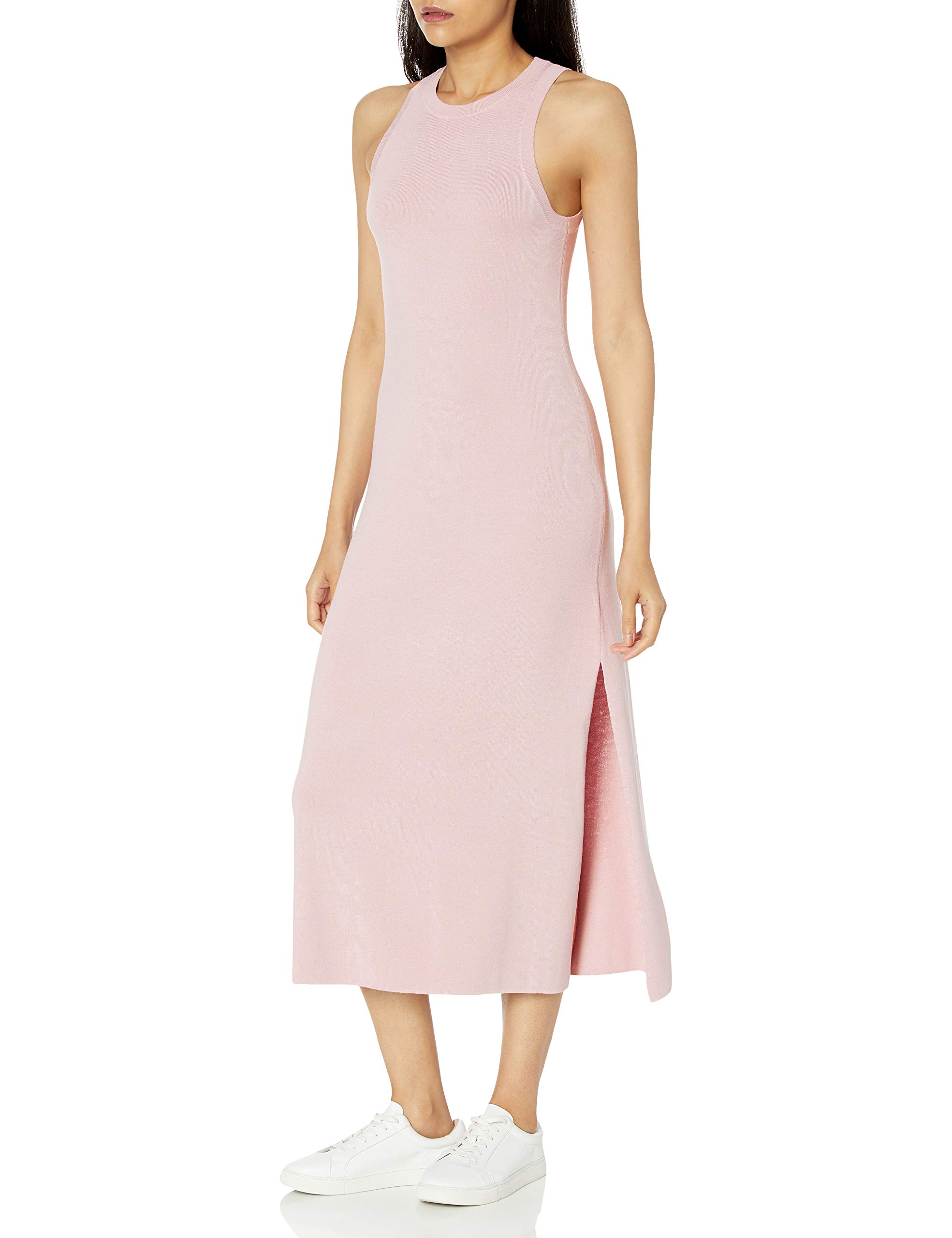 The Drop Women's Gabriela High Neck Cut-in A-line Side-Slit Maxi Sweater Dress