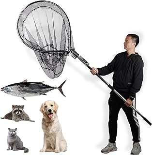 Dog Catch Net Pole, Animal Catching Net, Wildlife Control Tool, Large Fish Landing Net for Chicken Raccoon Duck Goose Bird Skunk Bat Raccoon Guinea Fowl Feral Cat Pigeon Tuna Goat - Heavy Duty