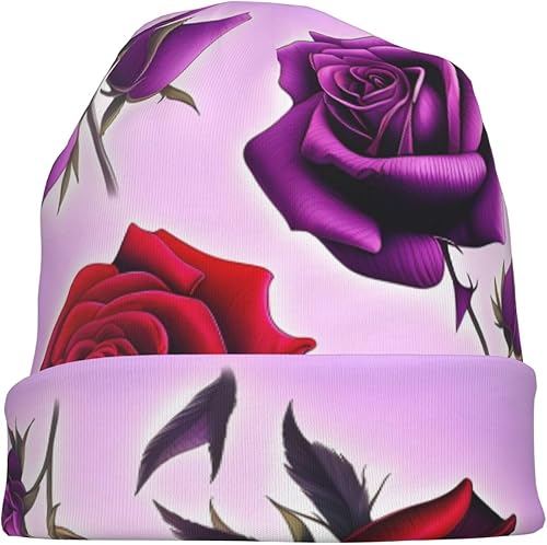 Miniatura 9 de Red and Purple Roses Unisex Elastic Brimless Hat for Home Indoor and Outdoor Activities Skiing Mountaineering Traveling