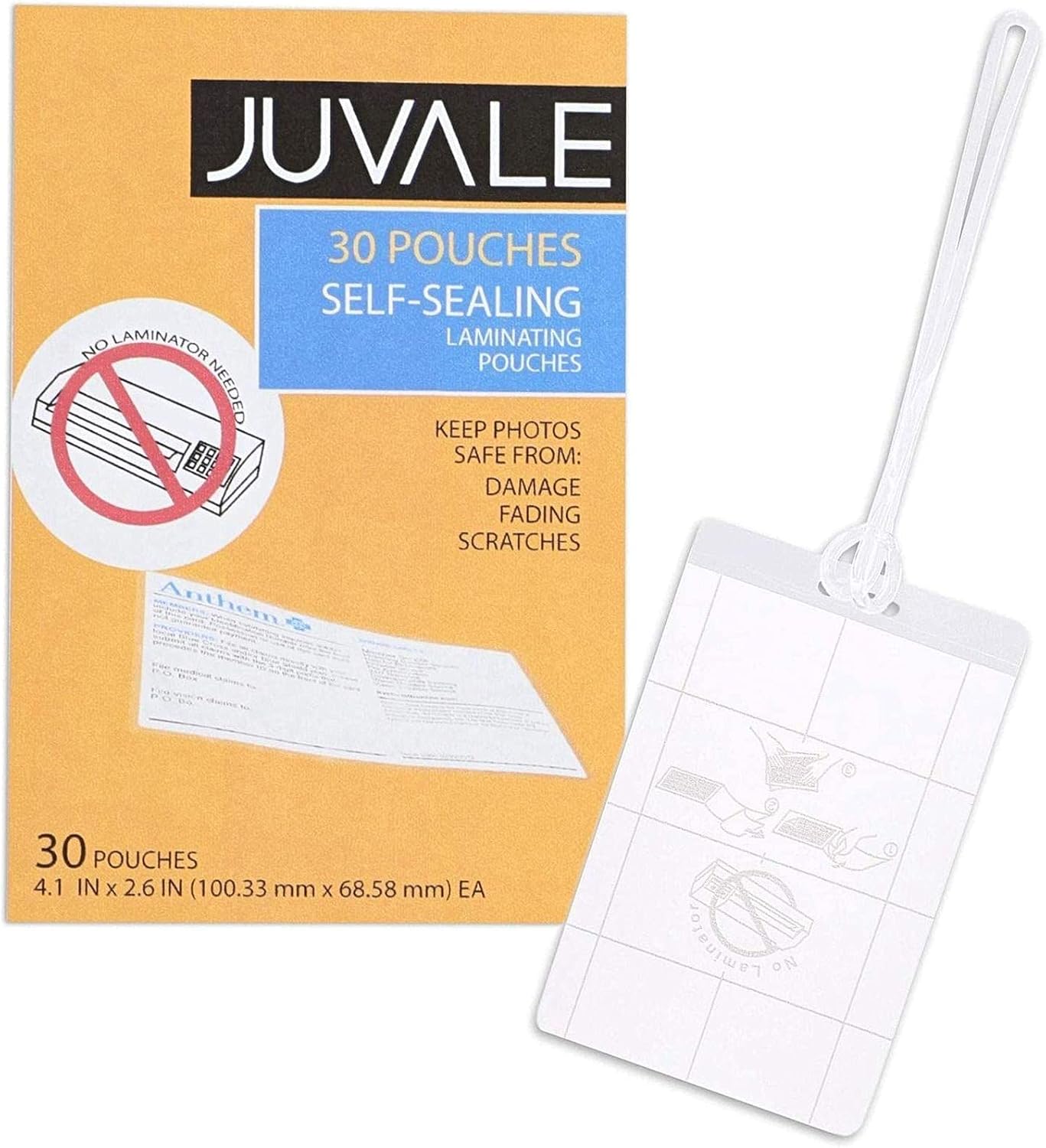 Juvale 30-Pack Self-Seal Laminating Pouches for Luggage & Bag Tags, 4 x 2.5 Inches : Clothing, Shoes & Jewelry