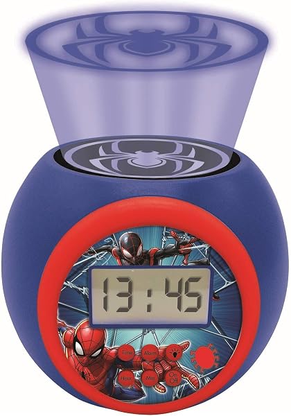 Lexibook Projector-Wecker Spiderman Marvel mit Schlummerfunktion und Weckfunktion, Nachtlicht mit Timer, LCD-Bildschirm, Batteriebetrieb, Blau/Rot, RL977SP - 2