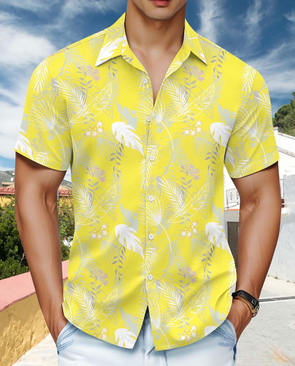 Casual Short Sleeve Button Down Shirts for Men Tropical Floral Holiday Beach Shirts 2025 Summer Trendy Loose T Shirts