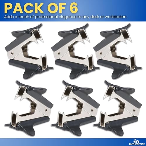 Miniatura 5 de 1InTheOffice Removedor de grapas, removedor de grapas de garra, herramienta removedor de grapas, negro, paquete de 6