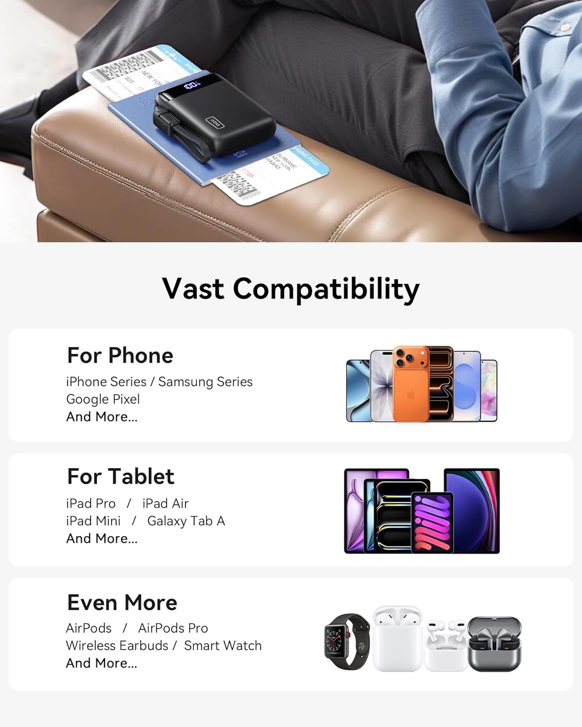 INIU Portable Charger, Smallest 22.5W 20000mAh USB C in & Out Power Bank Fast Charging, PD 3.0+QC 4.0 LED Display Phone Battery Pack Compatible with iPhone 17 16 15 14 Pro Samsung S24 Google iPad etc - Image 8